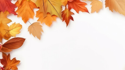 Autumn style template with yellow leaves with copy space