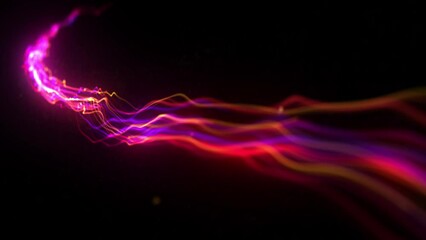 Poster - Dynamic Electric Light Strokes Background/ 4k animation of an abstract background of kinetic glowing 3d light strokes with wiggling camera shake effect