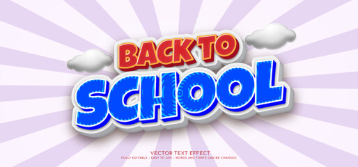 Wall Mural - 3d text red bold Back to school editable style effect