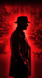 © alexkoral - man detective spy in hat with double exposure. Cover of book of spy thriller novel. Generative AI illustration