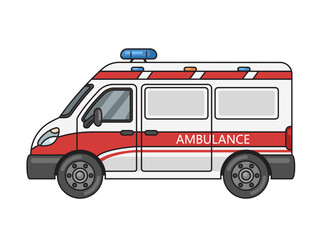 ambulance medical car schematic vector illustration. Medical science educational illustration