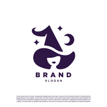 Negative Space Lady Witch Logo Design For Your Brand Or Business