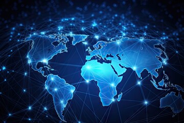 Wall Mural - blue earth map glow light background illustration