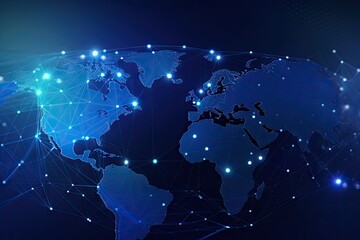 Wall Mural - blue earth map glow light background illustration