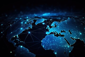 Wall Mural - blue earth map glow light background illustration