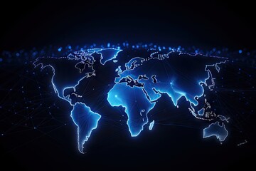 Wall Mural - blue earth map glow light background illustration