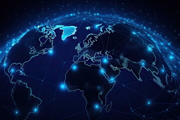 Wall Mural - blue earth map glow light background illustration