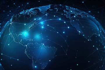 Wall Mural - blue earth map glow light background illustration
