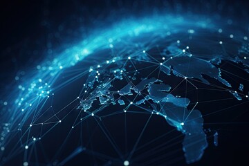 Wall Mural - blue earth map glow light background illustration