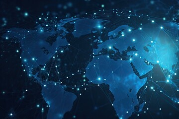 Wall Mural - blue earth map glow light background illustration