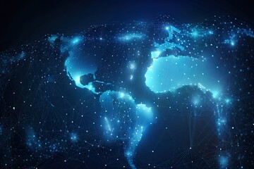 Wall Mural - blue earth map glow light background illustration
