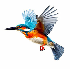 Canvas Print - Colorful bird flying through the air with its wings spread out and it's wings spread. Generative AI.