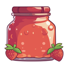 Wall Mural - Fresh strawberry dessert in a jar, a sweet gourmet