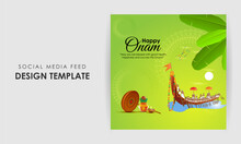 Vector Illustration Of Happy Onam Social Media Story Feed Mockup Template