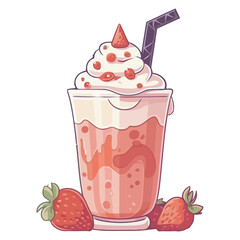 Canvas Print - Fresh strawberry dessert, sweet milkshake, organic snack