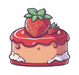 Sticker - Strawberry dessert, gourmet food, sweet cream