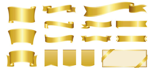 gold ribbon banner design material