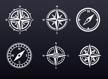 Set Of Images Of Wind Rose And Compasses