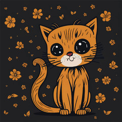 Sticker - cute cat cartoon vector design