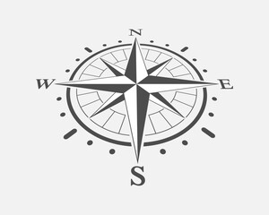 Wall Mural - Compass graphic icon. Wind rose sign. Compass in perspective symbol isolated on white background. Vector illustration