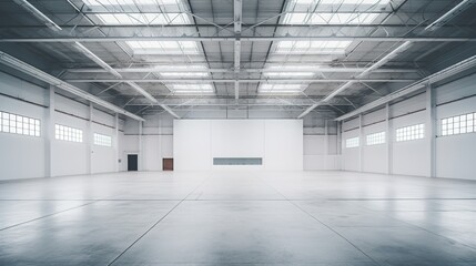 Empty warehouse in white color