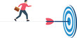 © BinikSol - Set a goal and take action to achieve a goal or target, Aiming or motivation to grow business, Effort or skill to reach goal, Businessman walking aiming at target