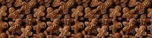 Christmas Food Bakery Bake Baking Photography Background Texture - Closeup Of Many Gingerbread Men Cookies, Top View, Seamless Pattern (Generative Ai)