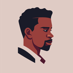 Poster - African American man portrawith beard and mustache. Flat design avatar