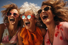 Forever Friends. Elderly Women Enjoying Life And Laughter, Captured In A Heartwarming Portrait. Happiness At Any Age AI Generative.
