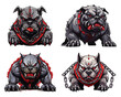 © designsy24  - Set of Aggressive bulldog mascot cartoon character vector illustration