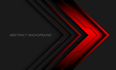 Poster - Abstract red metallic arrow cyber direction geometric on grey with blank space design modern futuristic background vector
