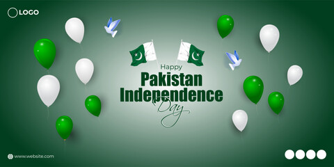 Wall Mural - Vector illustration of Happy Pakistan Independence Day social media story feed mockup template