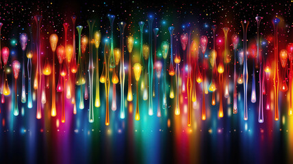 Poster - abstract circular bokeh city lights colorful background, panoram. Generative Ai
