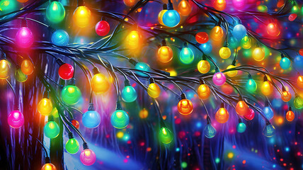 Poster - colorful lights. Generative Ai