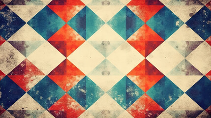 Poster - Christmas vintage geometric pattern, grunge scratched old texture background. Generative Ai