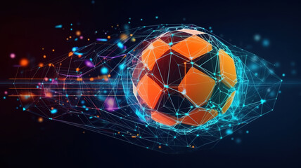 Fototapete - Sports betting online. football sport online. Low poly wireframe. Generative Ai