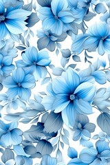 Wall Mural - 3d pattern of blue flowers