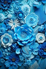 Wall Mural - 3d pattern of blue flowers