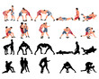 © Mar - Set of wrestlers silhouettes. Image of greco roman wrestling, martial art, sportsmanship