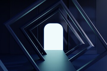 Wall Mural - inside, rays, stage, design, bright, direction, way, backdrop, geometric, spotlight, theater, space, show, line, road, rendering, showroom, studio, night, glow, futuristic, perspective, abstract, back