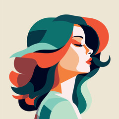 Woman modern icon avatar. Woman design. Abstract contemporary poster. Wall art design. Vector stock