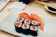 Sushi, maki and sashimi. Japan food