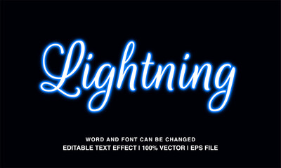 lightning editable text effect template, blue neon light futuristic style, premium vector