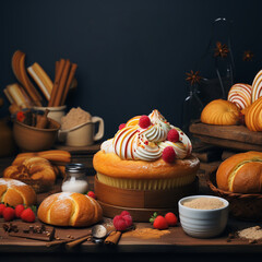 Wall Mural - assortment of bakery, generative ai