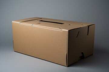 Wall Mural - A cardboard box with closed lid on a white background. Generative AI