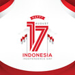 17 August. Hari kemerdekaan Indonesia means Indonesian independence day poster and banner celebration