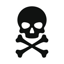 Skull And Crossbones Icon On White Background. Vector