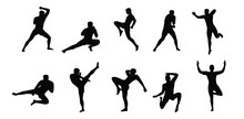Set Of Muay Thai Character In Different Poses. Martial Arts Fighter. Flat Vector Illustration Isolated On White Background