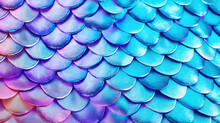 Close-up View Of A Vibrant Blue And Purple Snake Skin Texture, AI