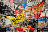 Fototapeta Fototapety dla młodzieży do pokoju - Abstract backdrop with collage of newspaper or magazine clippings, colorful grunge background with graffiti